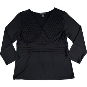 4/$32 Grace Elements size large silky black 3/4 sleeve stretchy vneck shirt EUC
